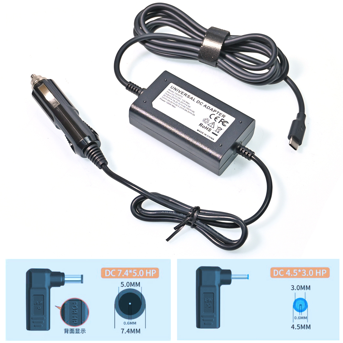 100W 12V-20V Universal Auto Ladegerät USB-C PD 5V 9V 12V 15V 3A 20V 5A Laptops Tablets Fall FÜR LENOVO HP DELL ASUS: Orange