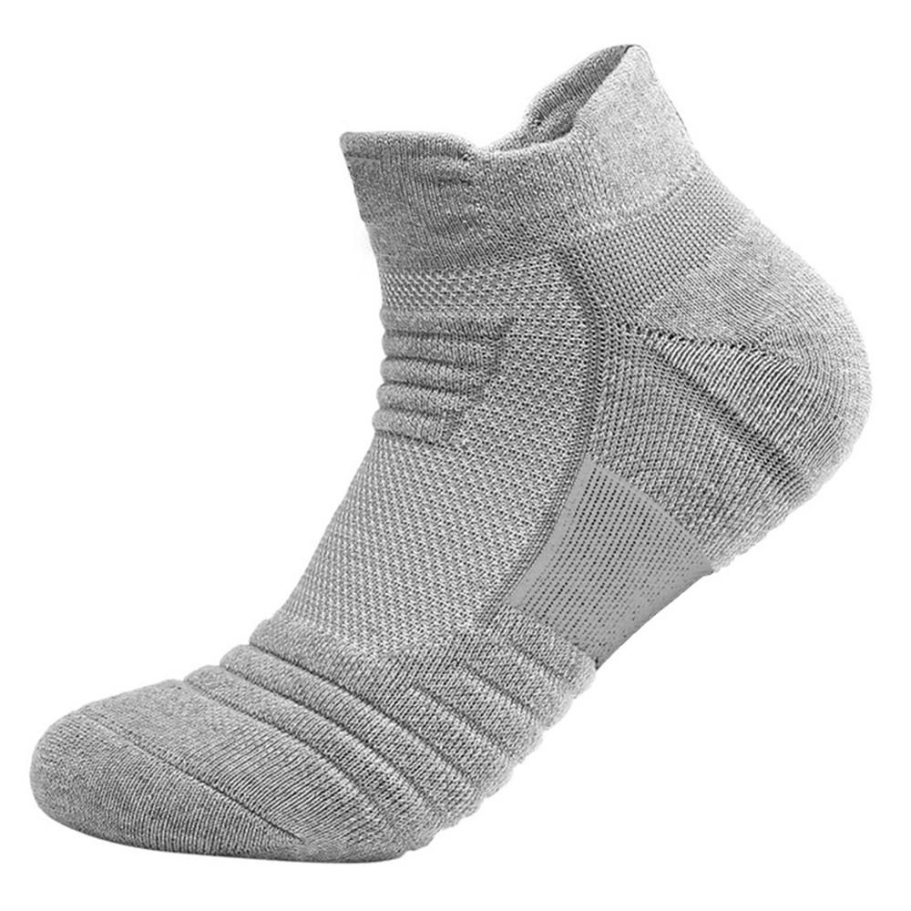 Ademende Sport Korte Sokken Effen Kleur Dikker Mannen Running Voetbal Basketbal Sokken Elastische Sport Socki Mannelijke Katoenen Sokken: Grey 39-42