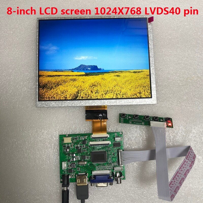 8インチips 1024*768液晶パネル + 液晶ドライバボード8インチ液晶ディスプレイモジュールdyiキットラズベリーパイ3B 2車の液晶モジュール: WHITE