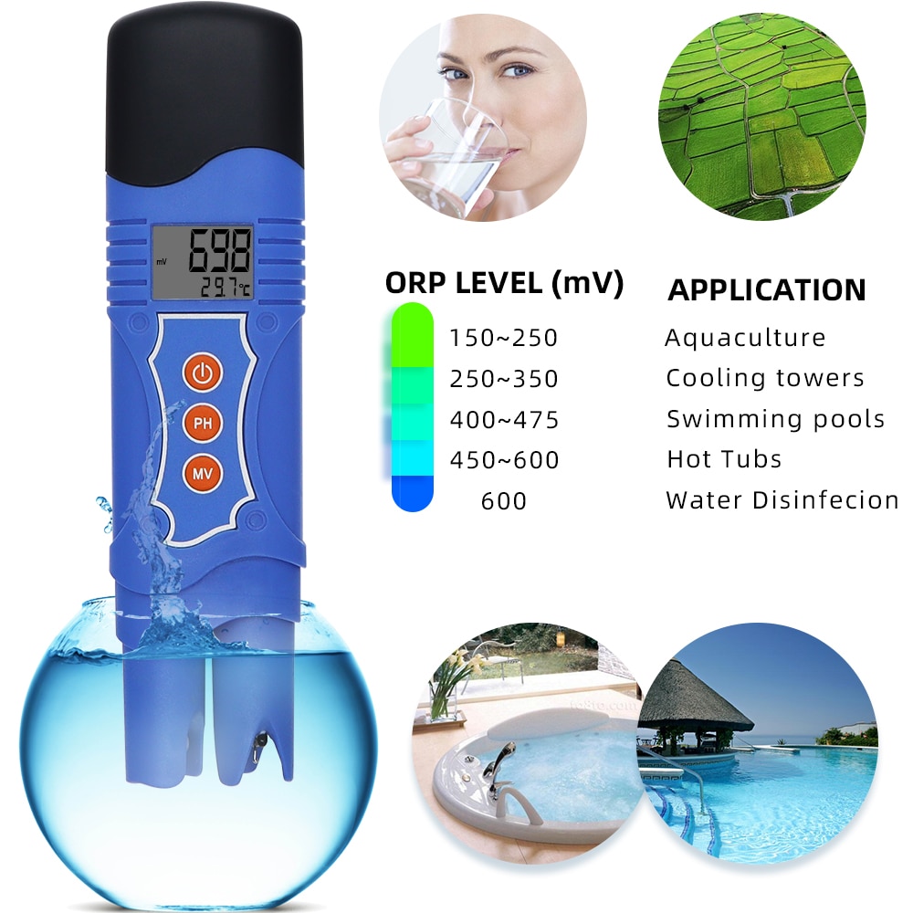 3-In-1 PH Meter PH/ORP/Temperature Combo Tester Pen High Accuracy Waterproof 0-14.00 ATC Oxidation Reduction 30%OFF