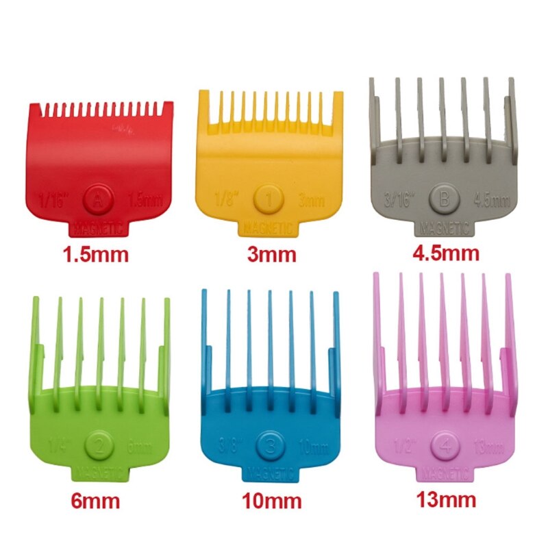 6Pcs Kleurrijke Professionele Tondeuse Gidsen Bijlagen Kammen Clipper Guards Tondeuse Vervanging Guards Set