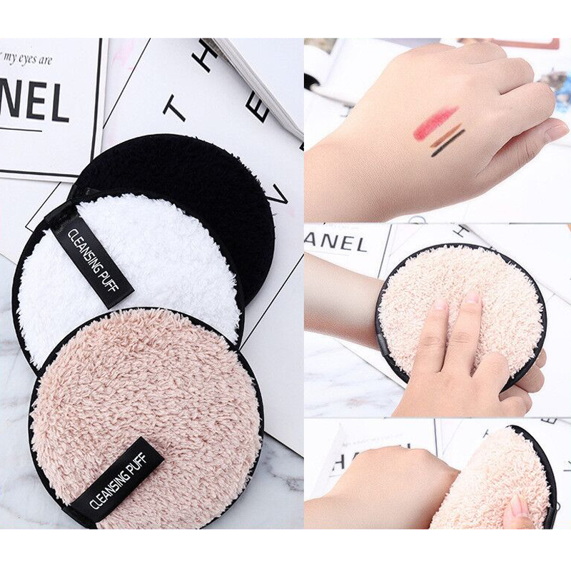 1pcs Microfiber Clean Sponge Pads Facial Makeup Remover Puff Face Cleansing Towel Reusable Cotton Double Layer Cleaning Wipe