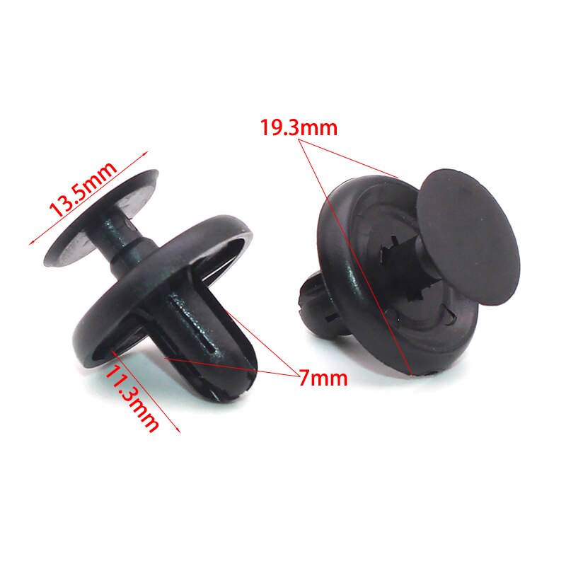 50 stk 7mm plastnagler klips for toyota avensis corolla prius yaris lexus  es300 es350 bilmotor under deksel holder trykstift