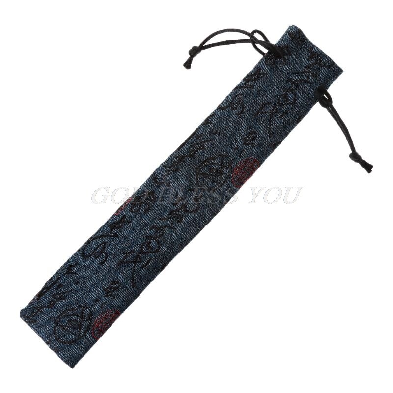 Kinesisk kalligrafi stil dekorativ folde hånd blæser taske støvtæt holder beskyttelses taske cover: Blå
