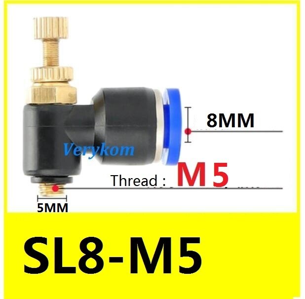 10pcs/lot SL6-M5/M6/M8 SL4-M3 SL8-M5 PSL6-M5 SL4-M5 Pneumatic Cylinder Throttle Valve Air Speed Controller Flow Adjuster PSL4M5A: SL8-M5A