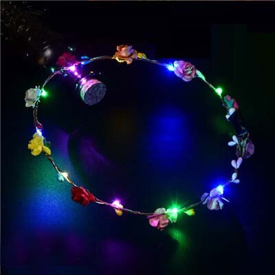 Kvinnor flickor blinkande led blomkrans lyser upp pannband hår girland glöd neon fest bröllop födelsedag jul jul: Färger