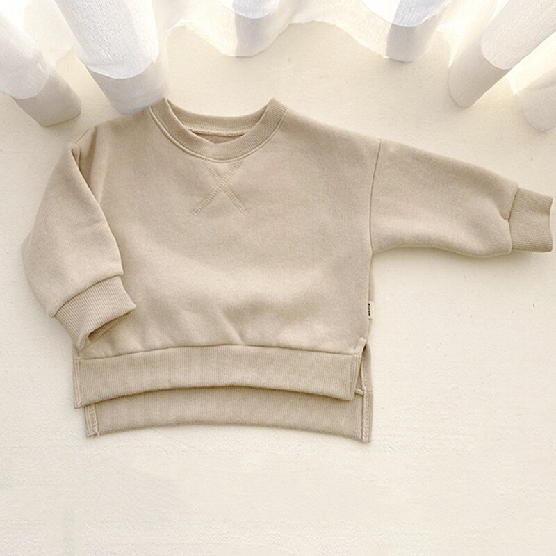 Winter Aankomst Meisjes Lange Mouwen Warm Fleece T-shirt Kids Dikke Tops Boutique Kids Kleding: Khaki / 18m