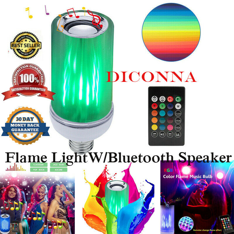 E27 8W LED Vlam Gloeilamp Brandend Vuur Effect Party Lamp W/Bluetooth Speaker Gloednieuwe Afstandsbediening RGB led Licht Muziek Lamp