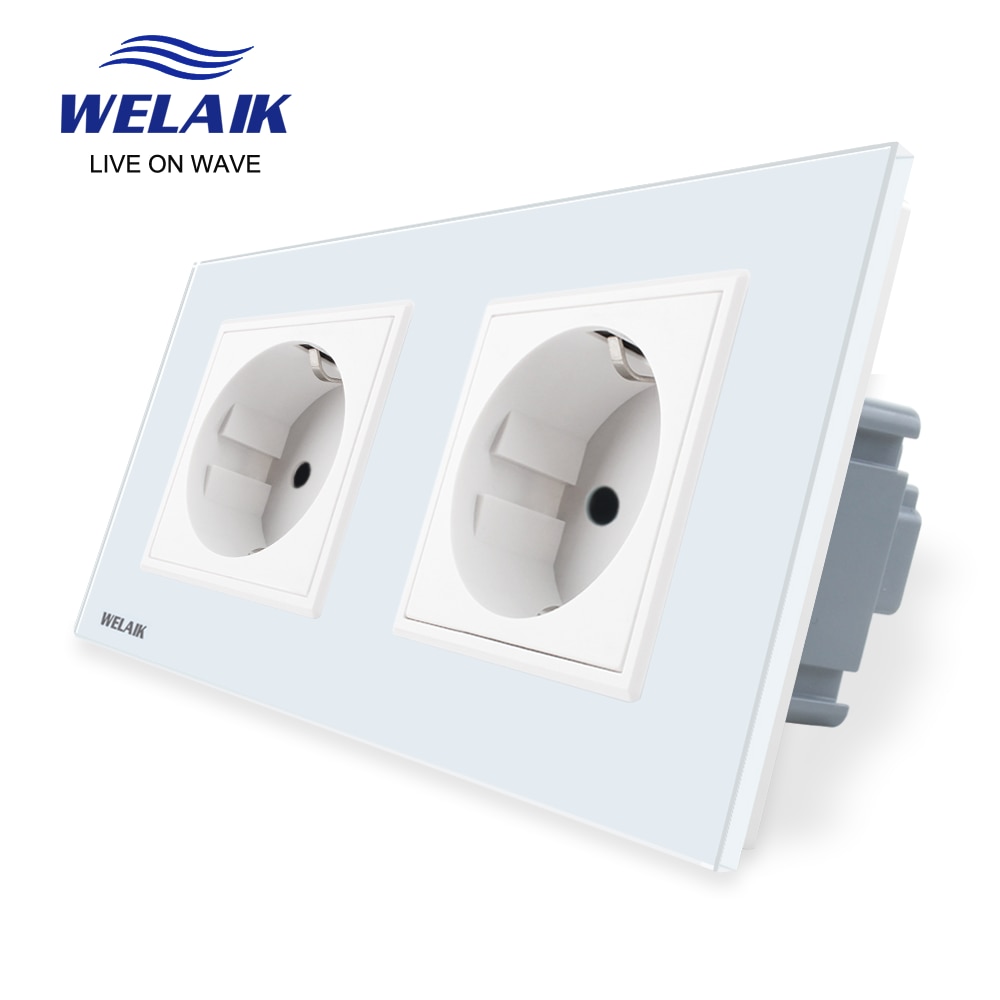 Welaik eurooppalainen standardi 16a pistorasia eu pistorasia 80*80mm 220v pistorasia 16a pistorasia lasipaneeli seinäpistorasia  a18ew