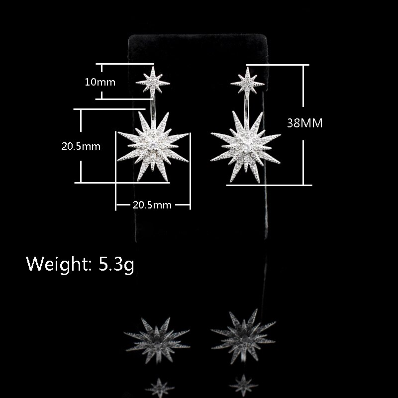 Newest 925 Sterling Silver Snowflake Long Earrings Cubic Zirconia Earring Ear Stud For Women Jewelry Christmas