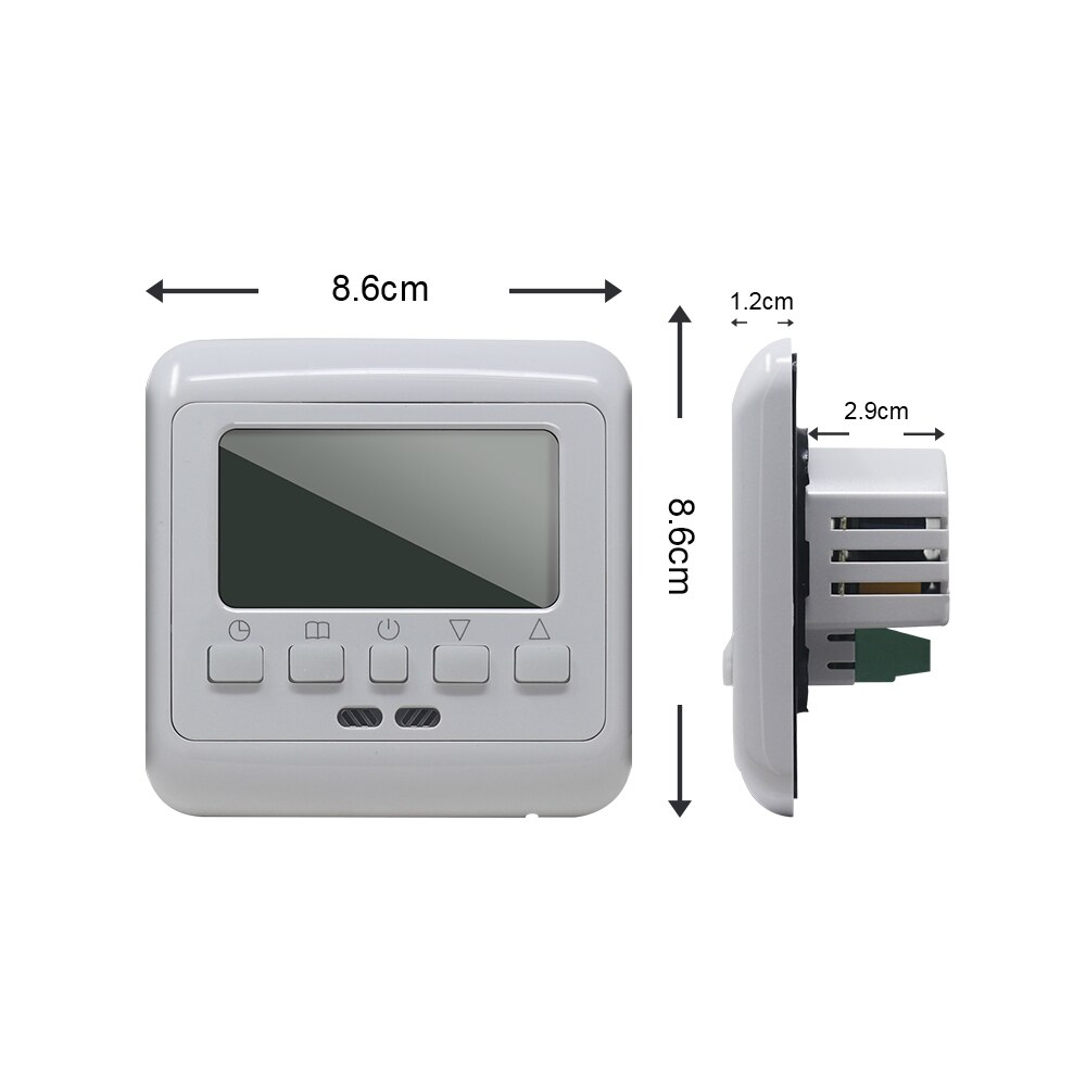 Termostato de pared con pantalla LCD para calefacción de suelo, controlador de temperatura, programación semanal, termostato antiinterferencias, retroiluminación blanca