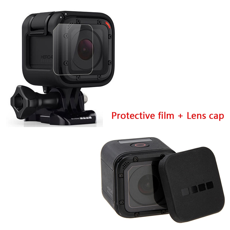 Voor Go Pro Hero5 Hero4 Sessie Lensdop lens Cover Behuizing Case + Lens Screen Protector Film Voor Gopro Hero 4/5 Sessie Camera
