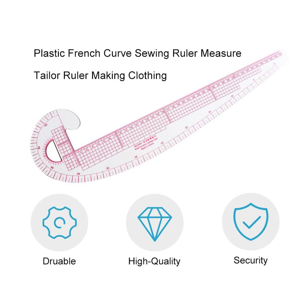 Regla de costura curva francesa multifunción, de plástico, 6501, medida, regla de sastre, fabricación de ropa, herramientas de regla curva de 360 grados