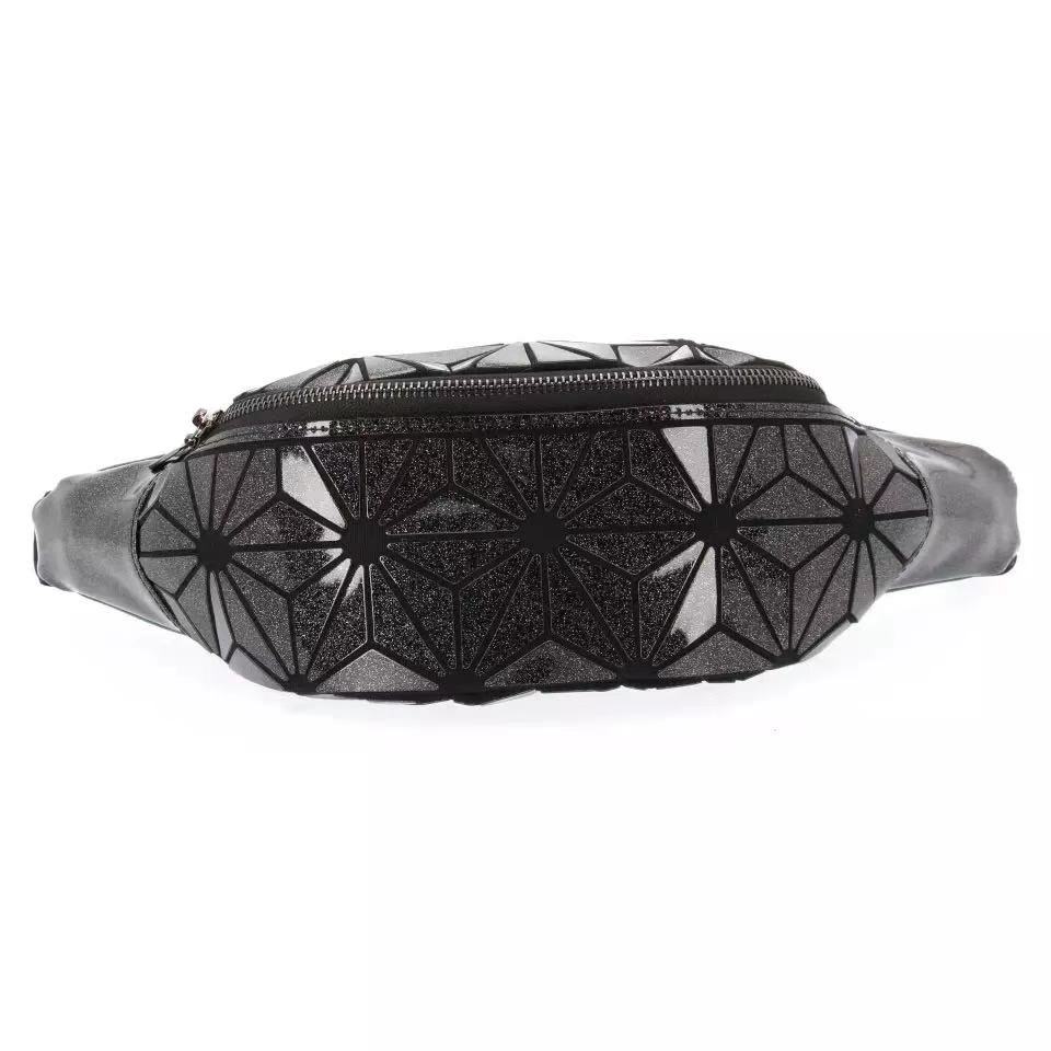 Holographic Waist Bag Geometric Pack for Women&Men Travelling Purse Wallet Luminous Belt Bum Iridescent Chest Bag: 6