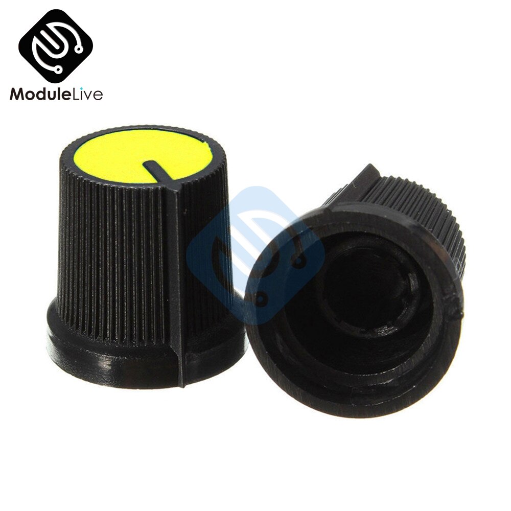 Bouton plastique 6mm pour potentiomètre conique rotatif | Bouton de commande de Volume, boutons noirs bricolage RK097G visage jaune 10 pièces: Default Title