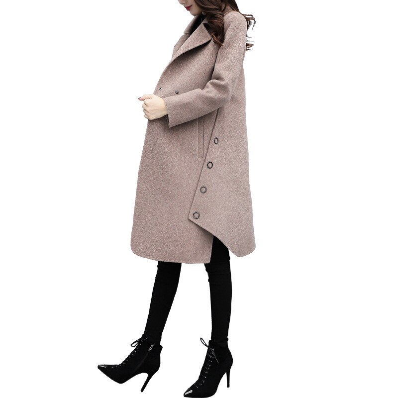 Abrigo de lana con carácter para mujer, chaqueta holgada Irregular de longitud media, ropa exterior ajustada, Camel, JD2036, otoño e invierno, 2022