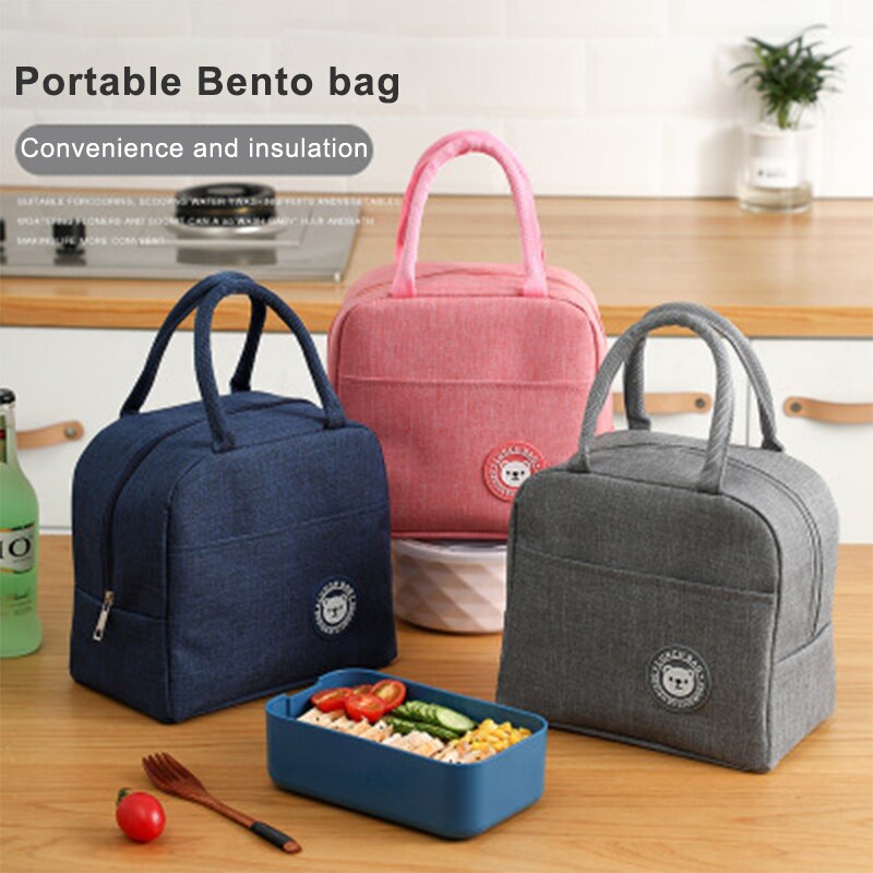 Tragbare Lunch Box Für Frauen Handtaschen Solide Kühler Picknick Taschen Isolierte Thermische Mittagessen Taschen Kinder Schule Lebensmittel Lagerung Tasche