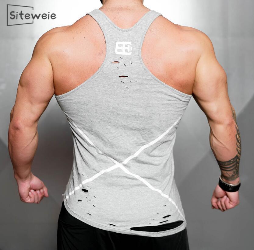 Siteweie workout gym herr linne hålväst muskelskjortor ärmlösa sportkläder skjorta stringer bodybuilding bomull fitness  l364