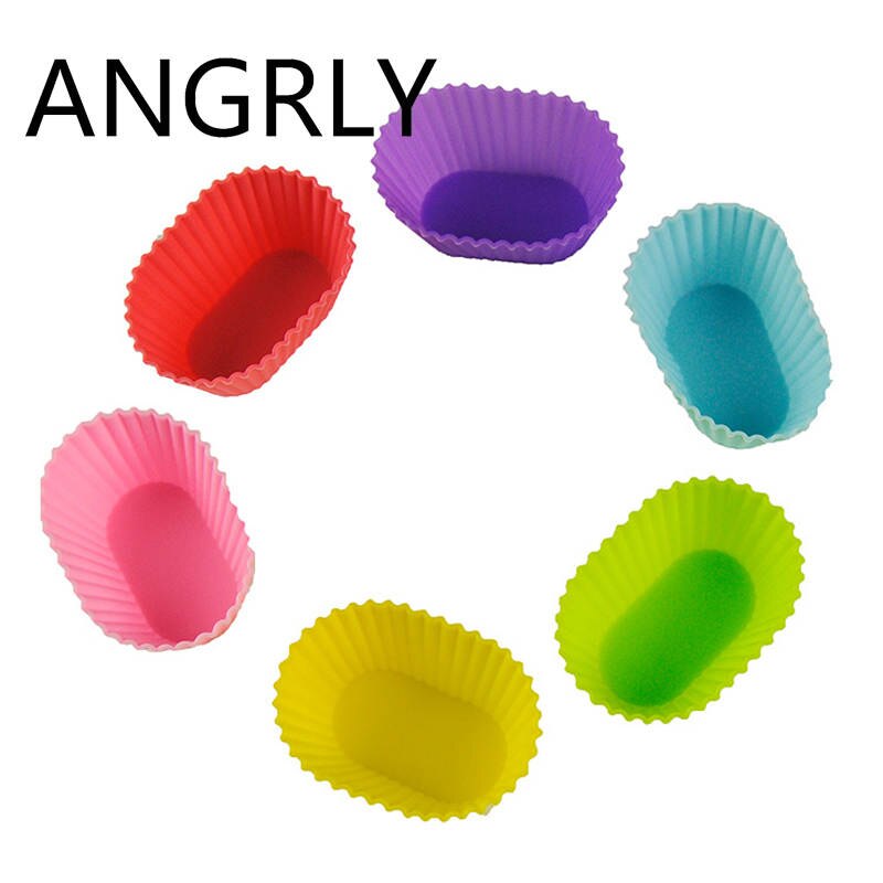 ANGRLY 10pcs Multi-color Silicone Cake Muffin Cupcake Mold Round Shape Baking Mould: 13