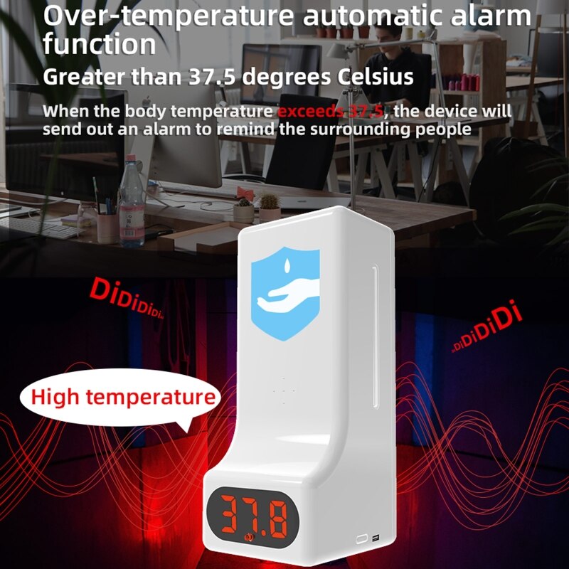 2 In 1 Automatische Zeepdispenser Muur Gemonteerde Infrarood Thermometer Zeepdispenser E5BE