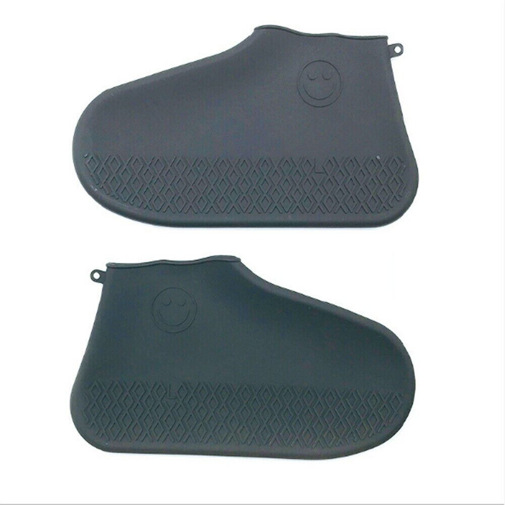 Reusable Shoe Covers Pair of Waterproof Silicone Rain Shoe Protectors Overshoes: Black Color / L