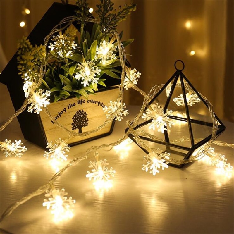 Xmas 3M 6M Fairy Guirlande LED Sneeuwvlokken Strip Light Ketting Voor Kerstboom Wedding Indoor choinka Decoratie Batterij aangedreven