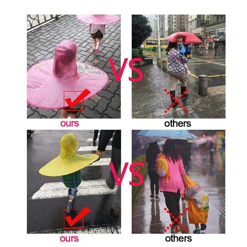 Kids Rain Cover Cute Cartoon Duck UFO Children's Raincoat Boys And Girls Umbrella Hat Windproof Poncho Rain Gear