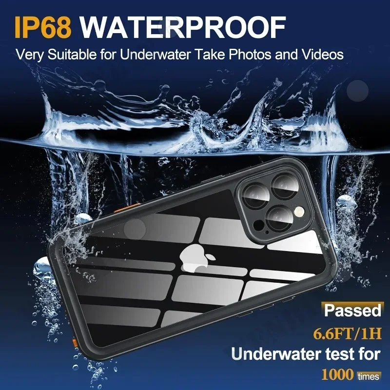 Funda impermeable IP68 para iPhone, carcasa protectora de cuerpo completo para natación, buceo subacuático, Magsafe, magnética, para 16, 15, 14, 13, 12 Pro Max