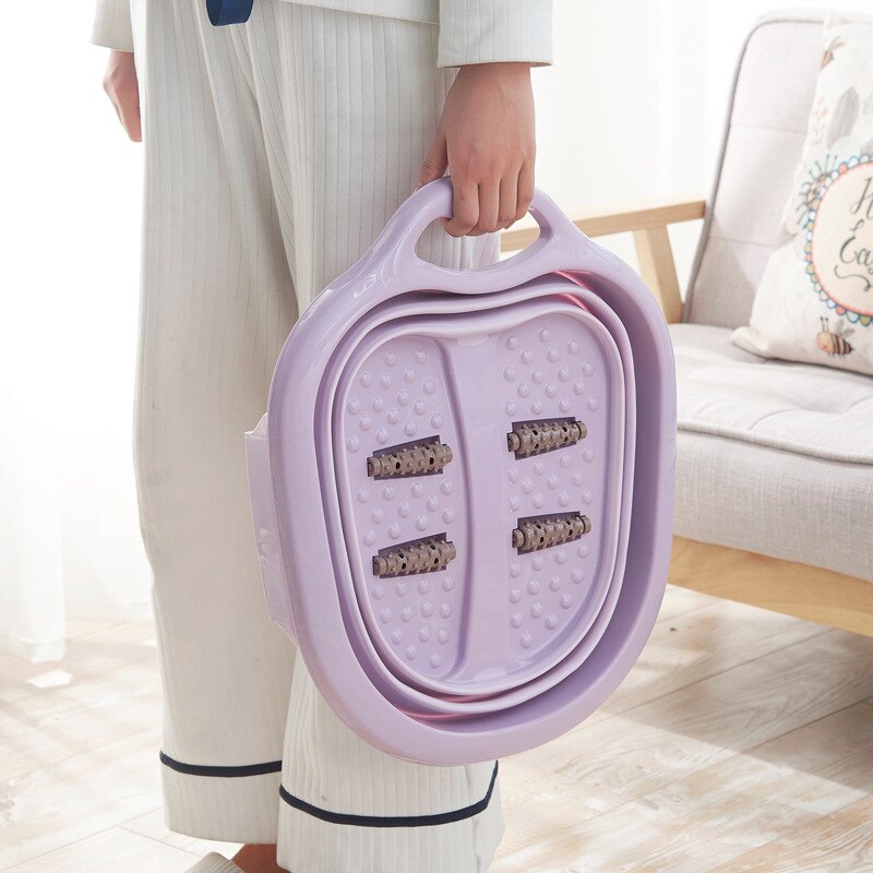 Foldable Foot Bath Plain Foaming Massage Bucket Portable Plastic Foot Tub Basin Heightening Footbath Fording Barrel