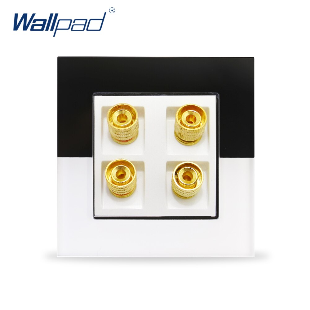 4 Audio Stopcontact Crystal Gold Glass Panel Wallpad 4 Audio Poorten 86 Mm * 86 Mm: White Black