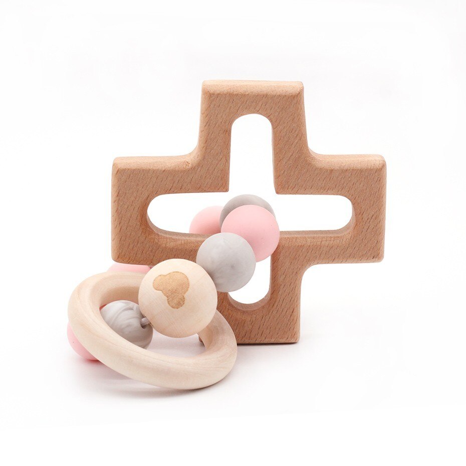 bambino di Cura Braccialetto di Legno Massaggiagengive Perline in silicone Dentizione Braccialetti di Cura di Legno di Legno Sconcerta Passeggino Giocattoli Del bambino Teether Giocattoli Regalo: 02