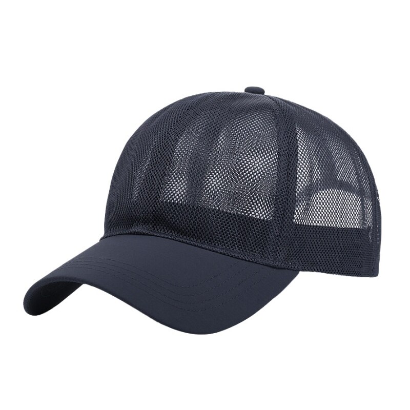 Sport Caps Vrouwen Volledige Mesh Baseball Cap Bone Caps Mannelijke Zwarte Polytail Snapback Zon Hoeden Mannen Uitgerust Trucker Hoed cap: Navy