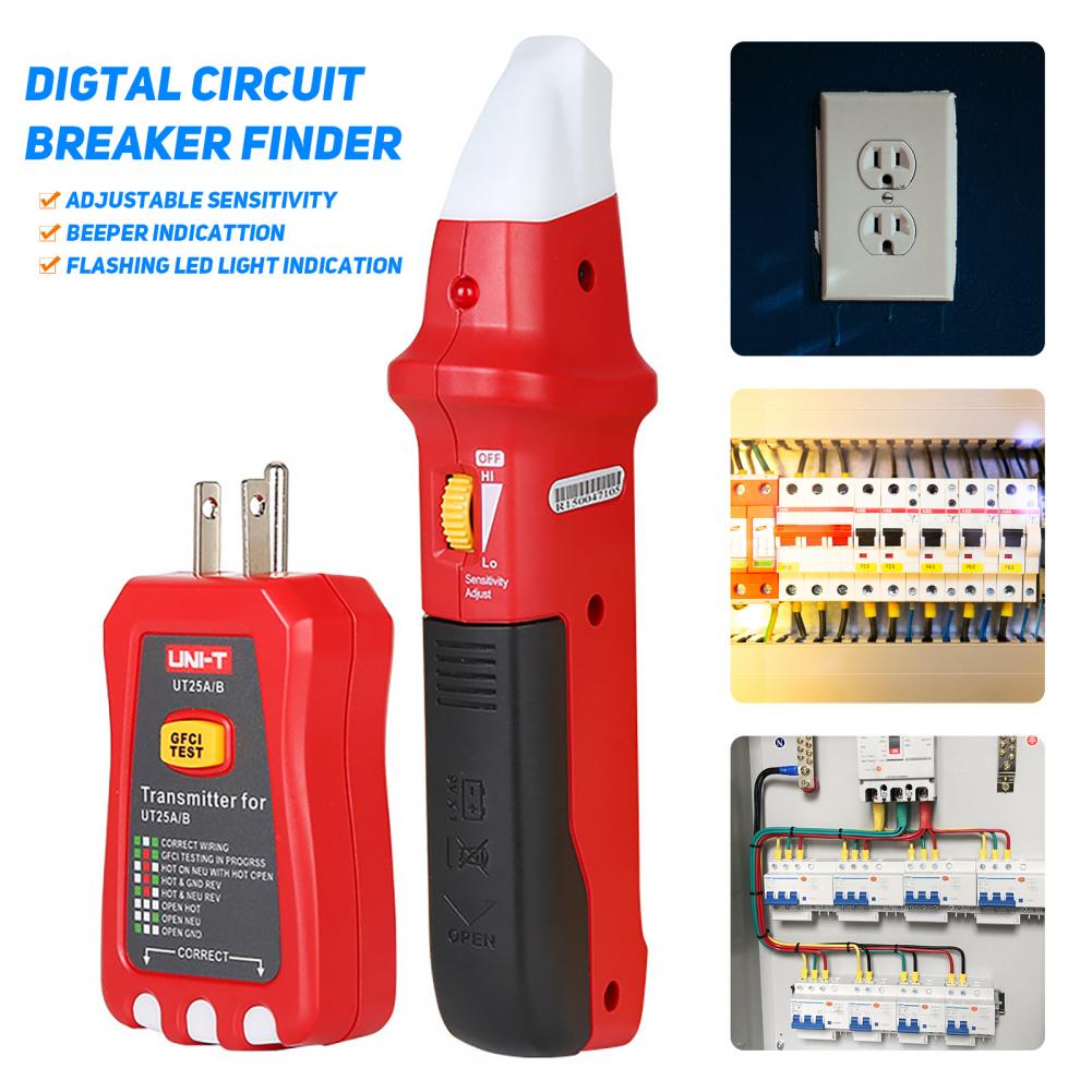 UT25A LED Indicator Socket Tester Adjustable Sensitivity Beeper Indication Accurate Circuit Breaker Finder Diagnostic Tool
