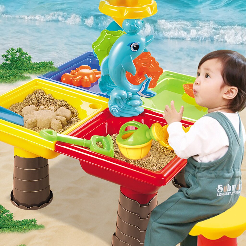 Sommer 1 sæt børn strandbord sand leg legetøj sæt baby vand sand opmudringsværktøj farve tilfældigt strandbord leg sand pool sæt