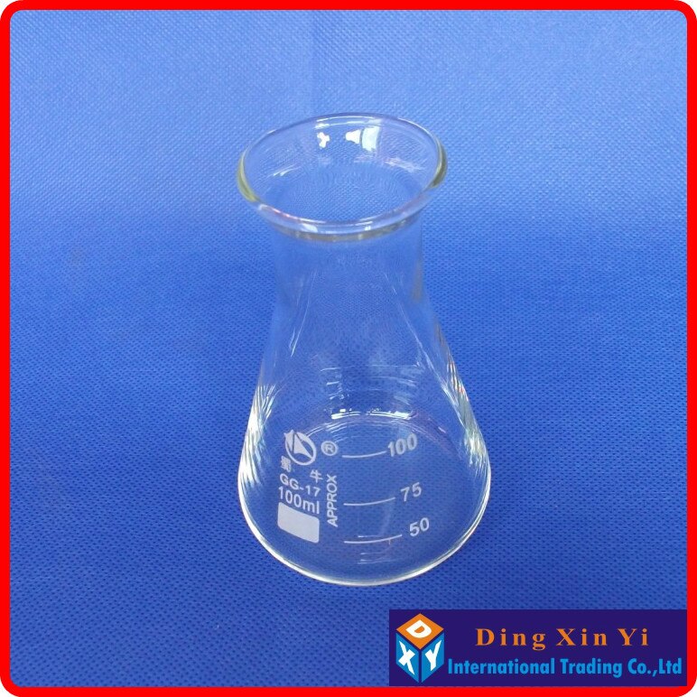 (4 pcs/lot) 100ml Glass Erlenmeyer Flask glass conical flask 100ml Laboratory use glass triangle flask BORO glass,GG17,Pyrex