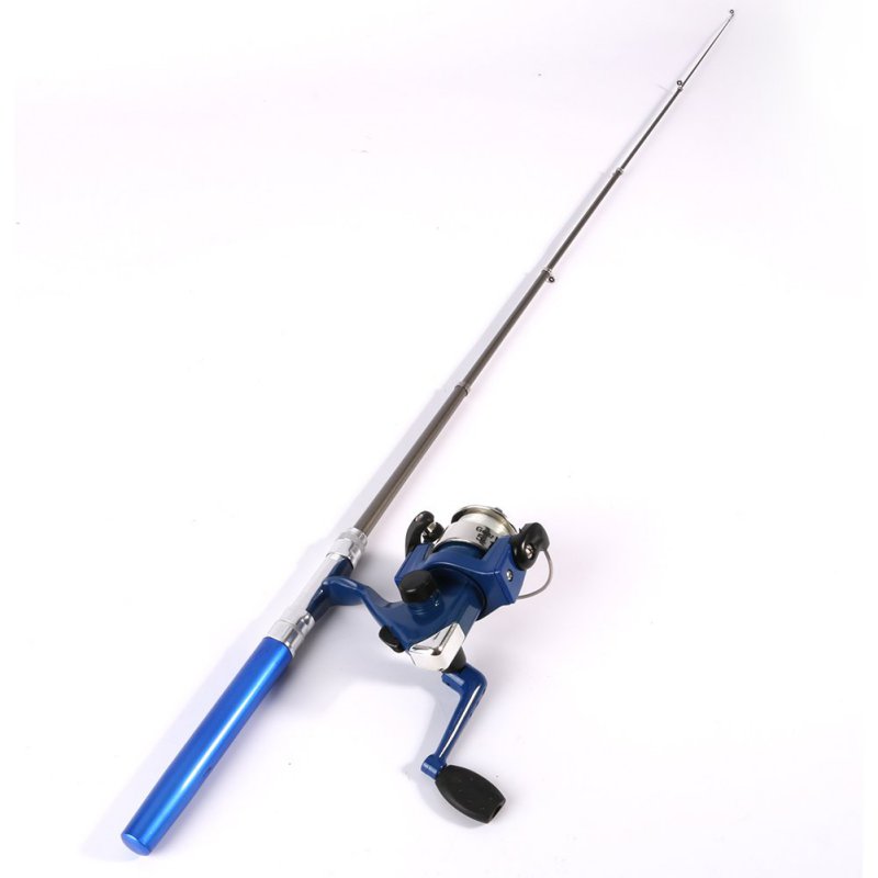 Outdoor Mini Camping Reizen Baitcasting Telescopische Pocket Pen Vorm Hengel + Reel + Vislijn Set