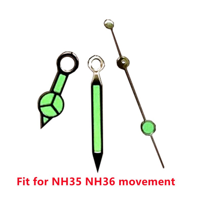 Gemodificeerde Horloge Onderdelen Blauw Groen Lichtgevend Horloge Hand Fit Voor NH35 NH36 2813 8215 Automatisch Uurwerk Horloge: Green luminous NH35