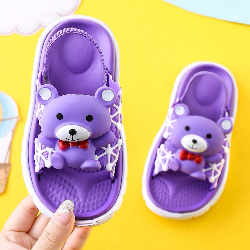 Sommer barnesandaler og tøfler tegneserie søte tøfler 1-4 år gammel baby strikk med sandaler: Lavendel / 25