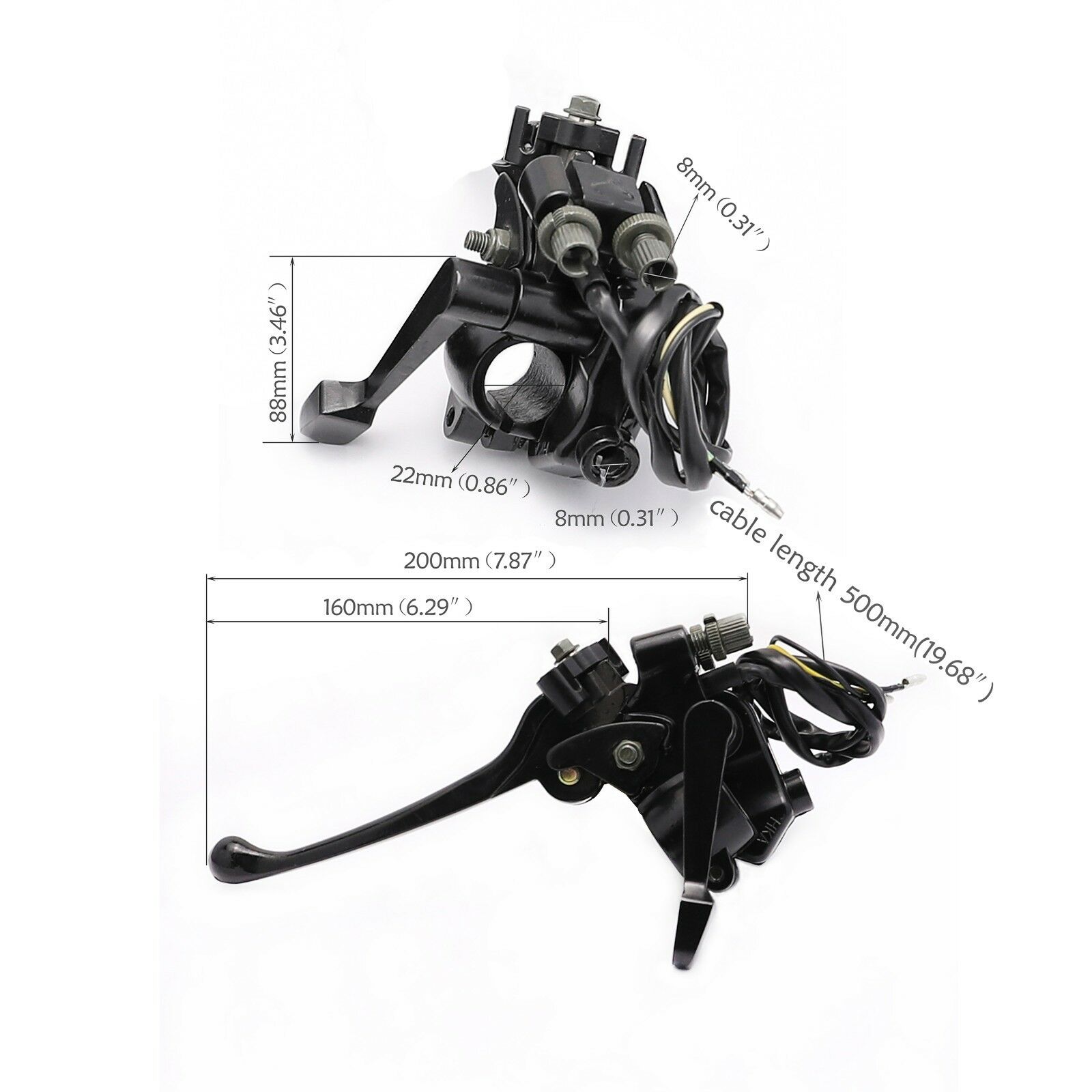 500mm Cable Thumb Throttle Brake Lever Assembly Twist Handle ATV Quad Go Kart