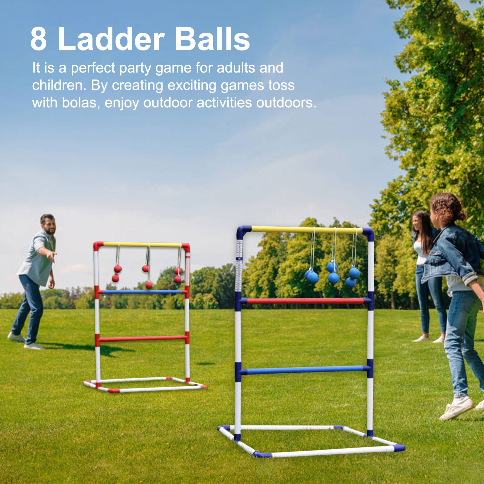 8 Pcs Ladder Ball Throwing Golf Game Set Throwing Game Perfect Party Game For Adults And Children Outdoor Activities