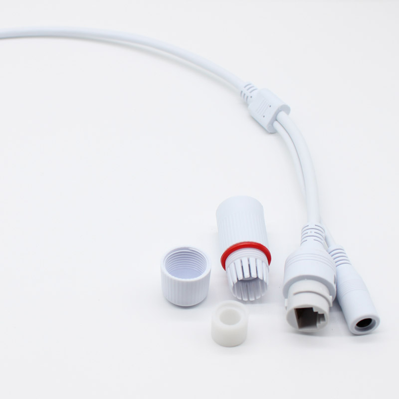 weatherpoof CCTV IP network Camera PCB Module video power end cable RJ45 female &amp; DC male connectors with Terminals