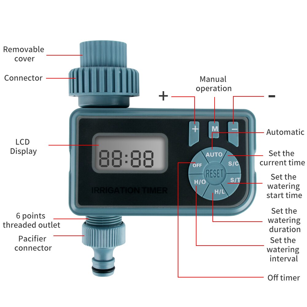 Automatic Watering Timer Garden Irrigation Controller LCD Display Intelligent Sprinkler Water Timer for Outdoor Yard Greenhouse