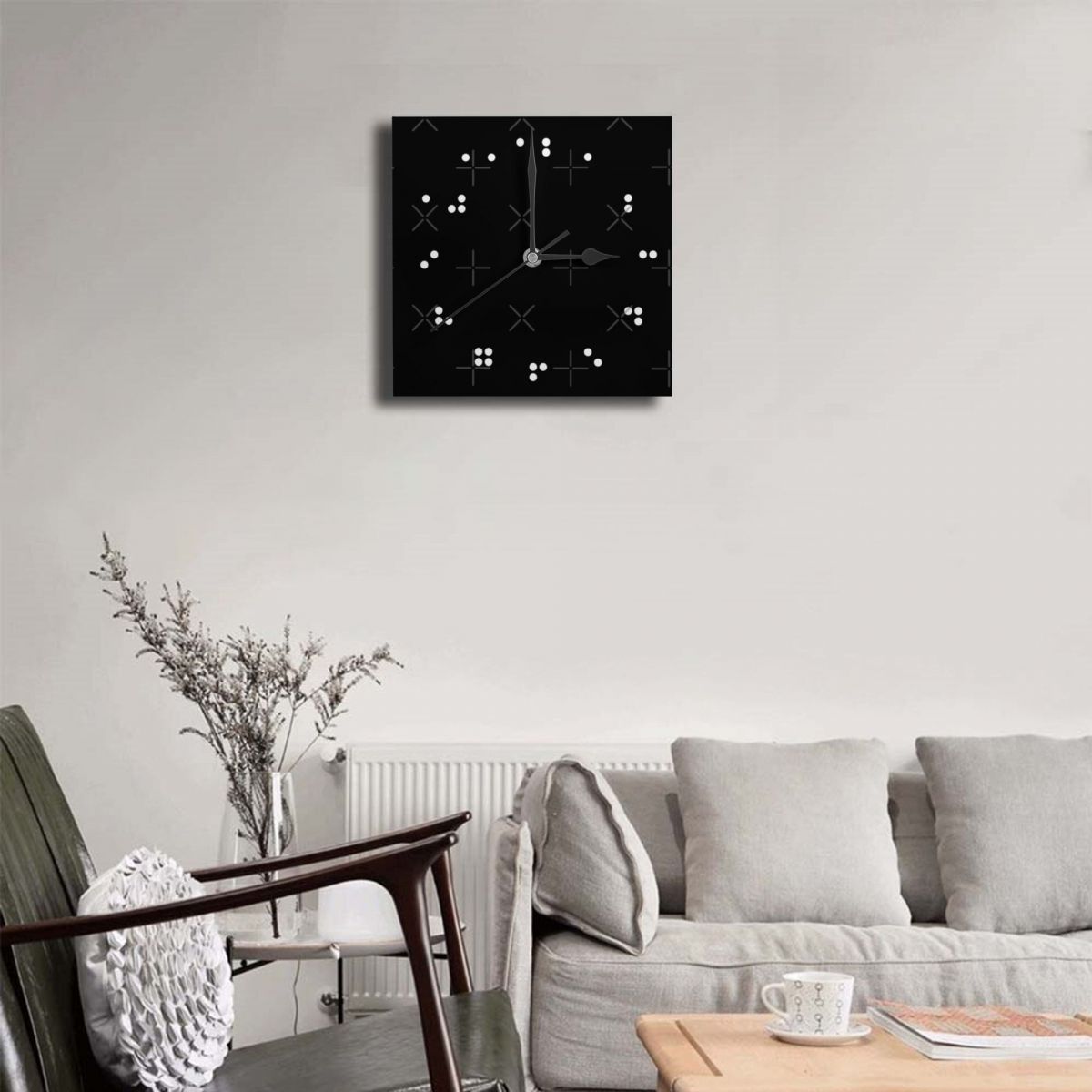 Black Braille Watches Wall Decor Room Wall Clock Wall Panel Interior Large 3D Wall Clock