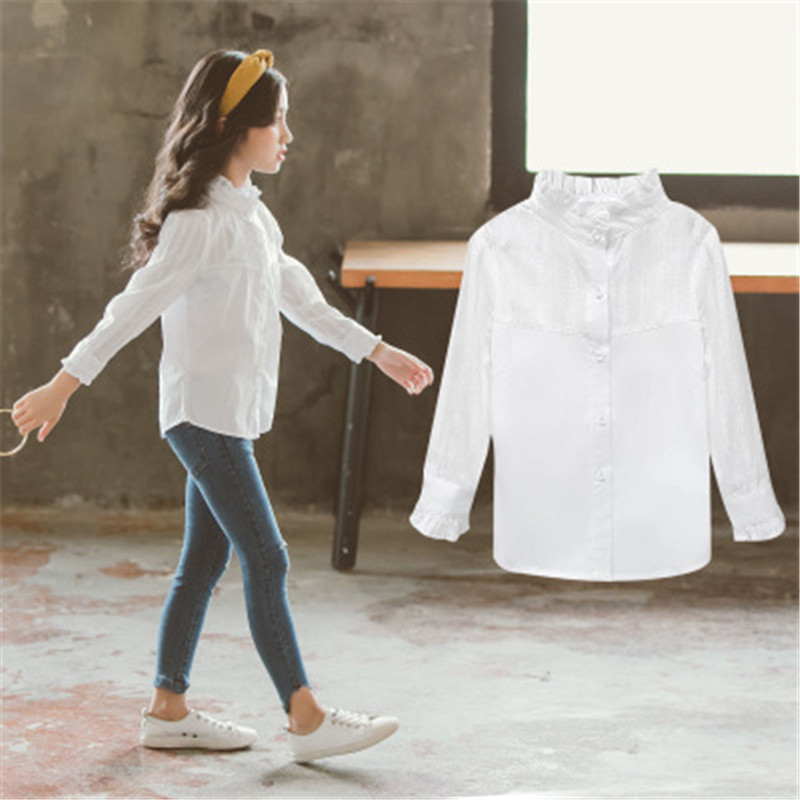 Bluser til piger hvide skjorter til piger afslappet børne skole bluse piger teenage piger tøj 6 8 10 12 14 år aa3997 – Grandado