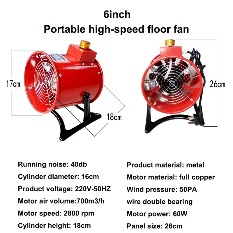Usuwanie przenośny mobilny wentylator wyciągowy przemysłowy mocny przenośny wentylator osiowy 220V tunel wentylacyjny wentylator budowlany morski: Mieszane kolor