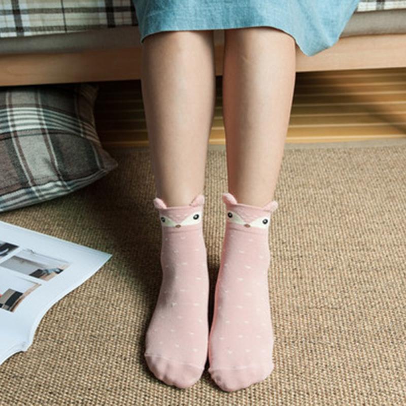 Cute Panda/Rabbit Stereo Ear Cartoon Cotton Socks Women Animals Cat Character Funny Kawaii Meias: 3