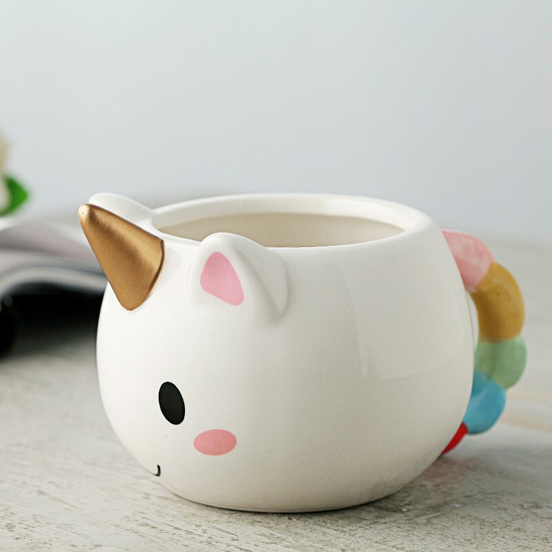 3d morsomme kaffekrus barn jente gutt søt kopp regnbuehalehåndtak 350ml tegneserie tasse licorne krus taza unicornio