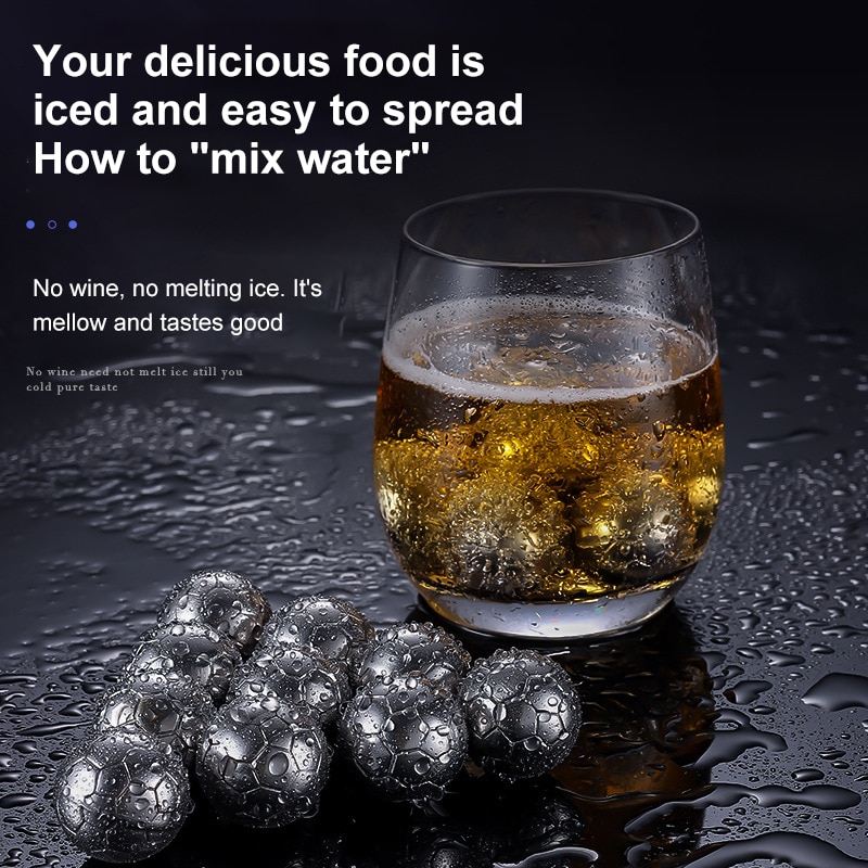Stainless Steel Ice Cubes Football Shape Cooler Reusable Chilling Stones For Whiskey Wine Cooling Ball Party Bar Accessories