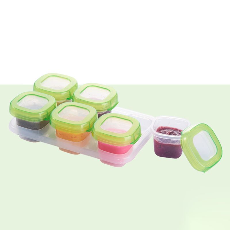 6 stk baby plastik madbeholdere fryser opbevaringsboks mini fravænning fryseboks  d7yd