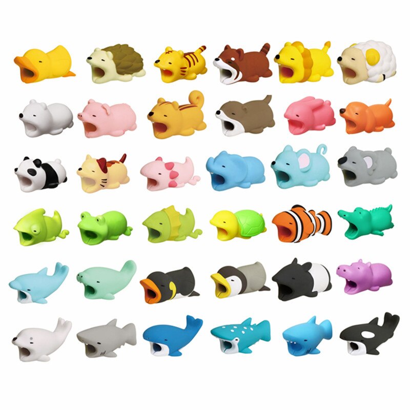 1 pcs Coming Phone Holder Cable Bite Protector Winder Accessory Model for Iphone Funny Animal Sheep Salamanders More Animals: Send by random